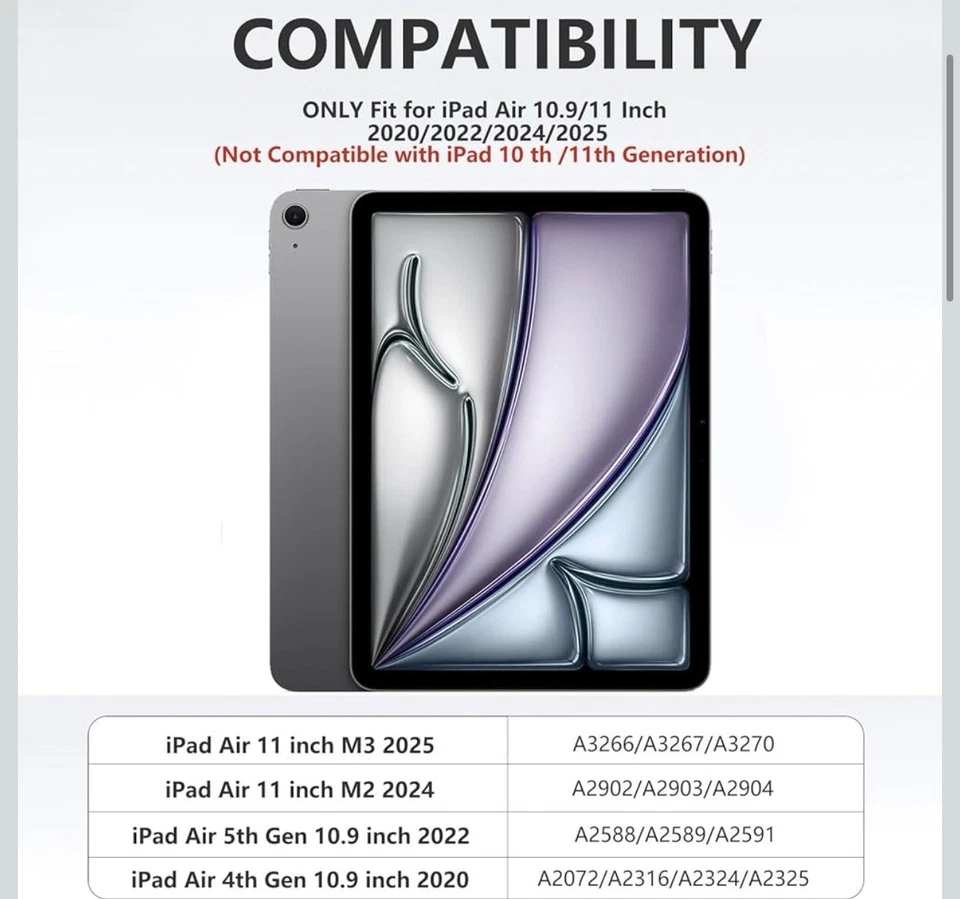 Detachable Keyboard Case Magnetic Folio Full Body Cover for iPad Air 10.9/11 In - Image 3 of 4