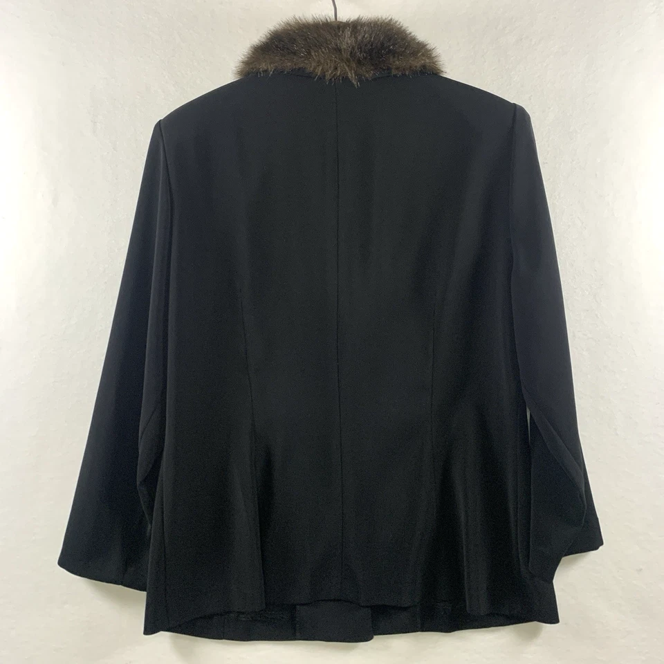 复古女式人造毛皮领轻便纽扣上衣 14 码娇小老钱 — 第 4/4 张图片