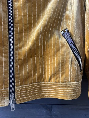 3.1 Phillip Lim Gold Mustard Velvet-Look Quilted Moto Jacket Size 4 image 5