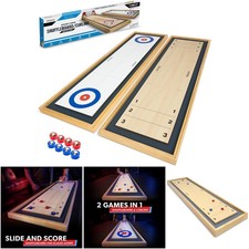 2 In 1 Shuffleboard Curling Tabletop Game Board Wood Material 