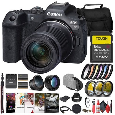 Canon EOS R7 Mirrorless Camera with 18-150mm Lens 64GB Card Bundle