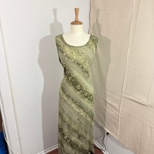 Notations Clothing Co Sage Green Floral Maxi Dress Womens Large Vintage 90s Y2K