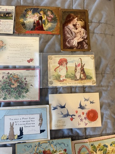 Vintage 43 Postcard Lot Mixed Valentine Easter Birthday Pretty Ladies Animals  - Picture 4 of 9