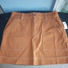 Old Navy 100 Cotton Twill Utility Mini Jeans Skirt Women's Sz 6 Rust Brown NWT