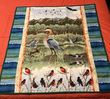 Handmade Beautiful Quilted wall hanging of Birds and Fields