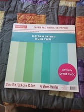 Craft Smart 12 x 12 Paper Pad Seafoam Greens 48 Sheets COMPLETE New