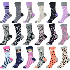 Femmes Léopard Chien Motif Chat Chaussettes Paquet De 6 Coton En Chaussettes