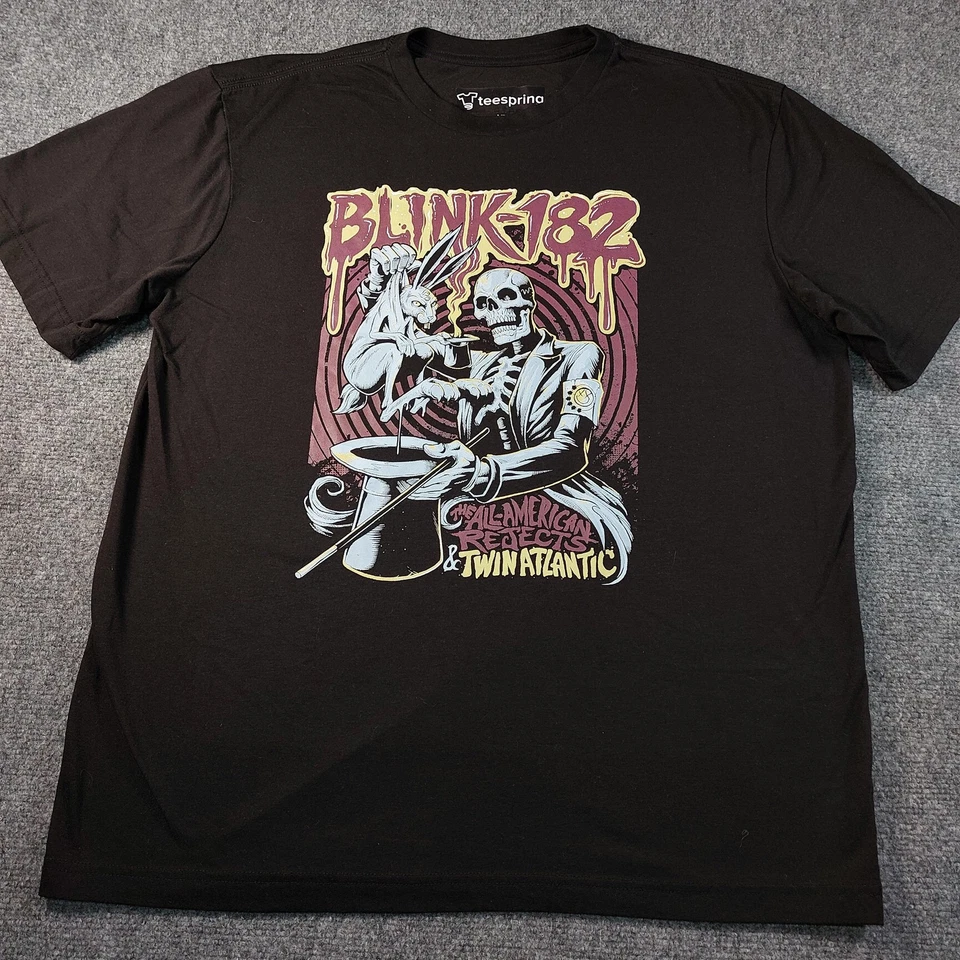 Camisa Blink 182 Para Hombres Grande Negra Esqueleto Mago Tour All American Rejects Camiseta Foto 2 de 4
