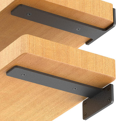 12 Pack Heavy Duty 6-Inch Black Metal Floating Shelf Brackets for DIY Support