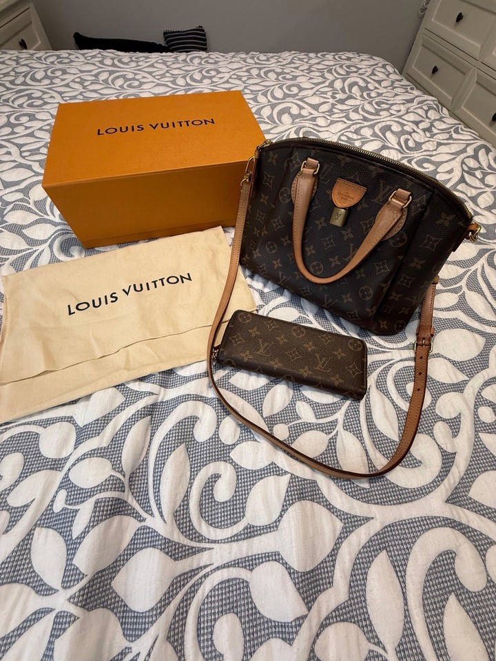 Louis Vuitton Monogram Canvas & Leather Satchel Crossbody purse & matching Bag