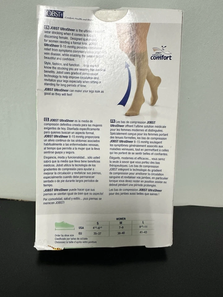 JOBST MEDIAS DE COMPRESIÓN SOPORTE ULTRA TRANSPARENTE 8-15 MMHG BEIGE SEDOSO Talla S Foto 4 de 4