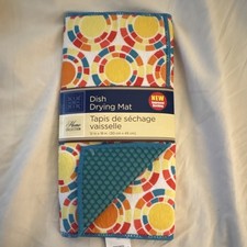 Home Collection Microfiber Dish Drying Mat 12 x 18 in, Multicolor Geometric