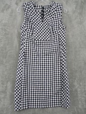 Talbots Dress 4 Petite Gingham Check Linen Blend Sleeveless Summer Preppy Black
