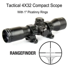 TACFUN Compact 4X32 RANGEFINDER Scope for223/ 308/ 1022/ Crossbow Scope w/ Rings