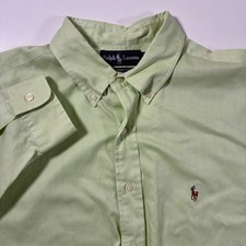 Ralph Lauren Yarmouth Shirt 17-36 Green Pinpoint Oxford Long Sleeve Button Up