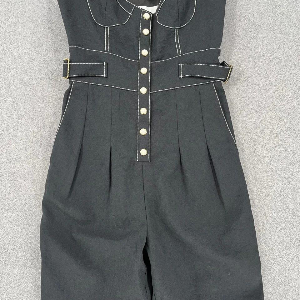 Mono Alice McCall 6 Negro Nuevo con Etiquetas Correa Corazón Sin Mangas Botón Foto 4 de 4