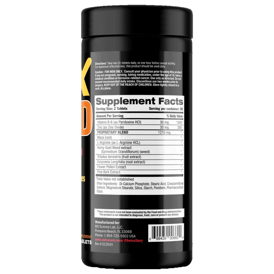 Swiss Navy Max Load 60 Tablets Male Health Supplement for Vitality + Performance - Image 3 of 4