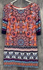 Eliza J sz4 Paisley Shift Dress zip Back lined 1/2Sleeve colorful. Soft Comfort