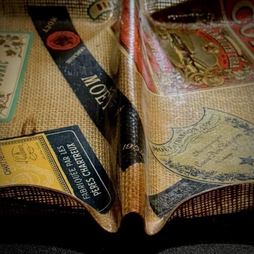 Vintage Tray High End Liquor Labels on Burlap Burlap Barware 50's-60's - Picture 8 of 18