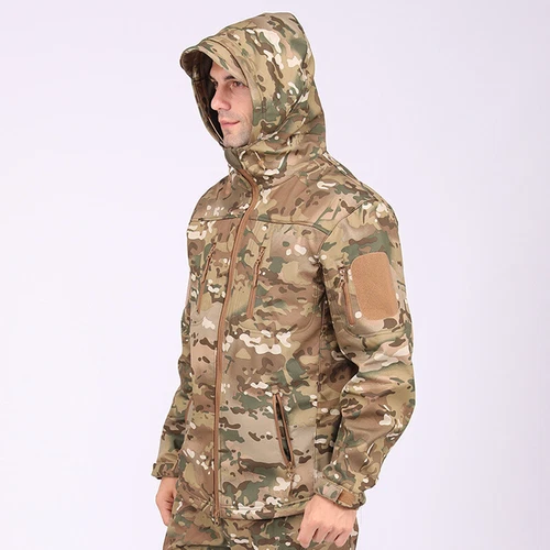 Giacca a vento tattica uomo soft shell giacca esercito jacket cappuccio tempo libero ~ - Foto 6 di 65