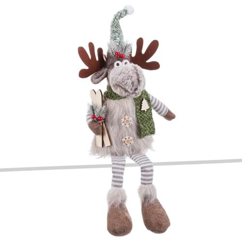 Christmas Bauble Multicolour Sand Fabric Reindeer 18 X 11 X 60 Cm NUOVO