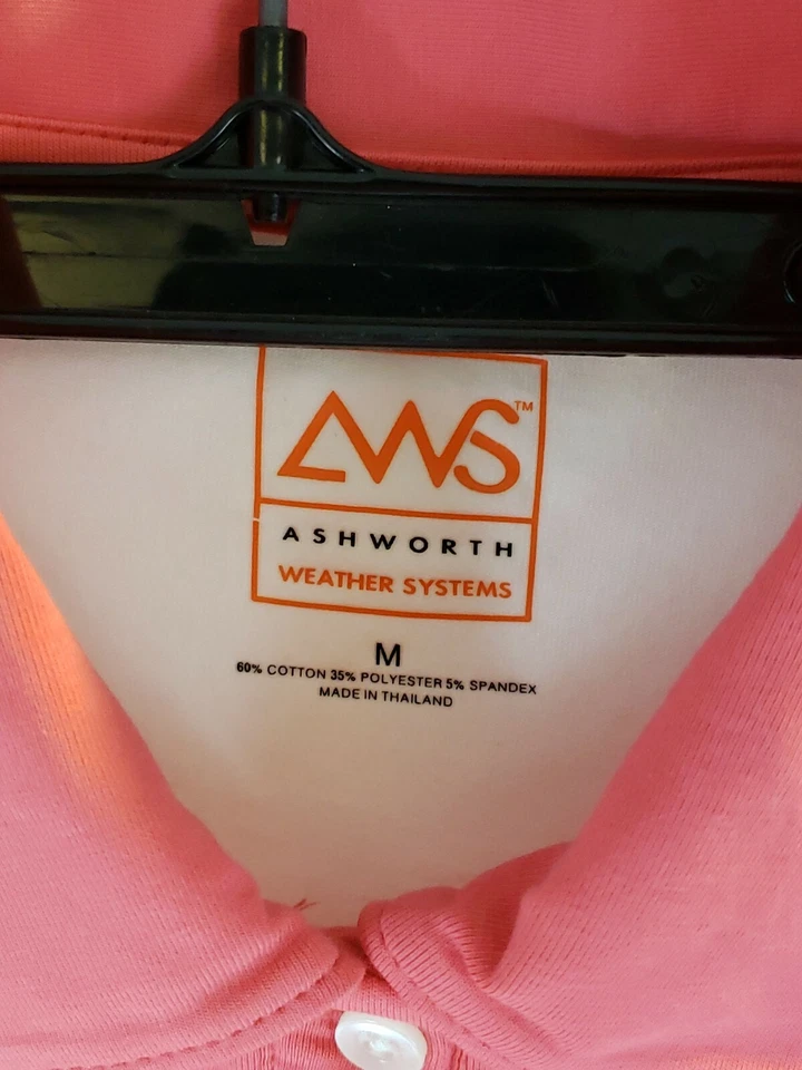 Camisa polo de manga corta Ashworth AWS para mujer - rosa/blanco talla MEDIANO - Nuevo con etiqueta Foto 2 de 4