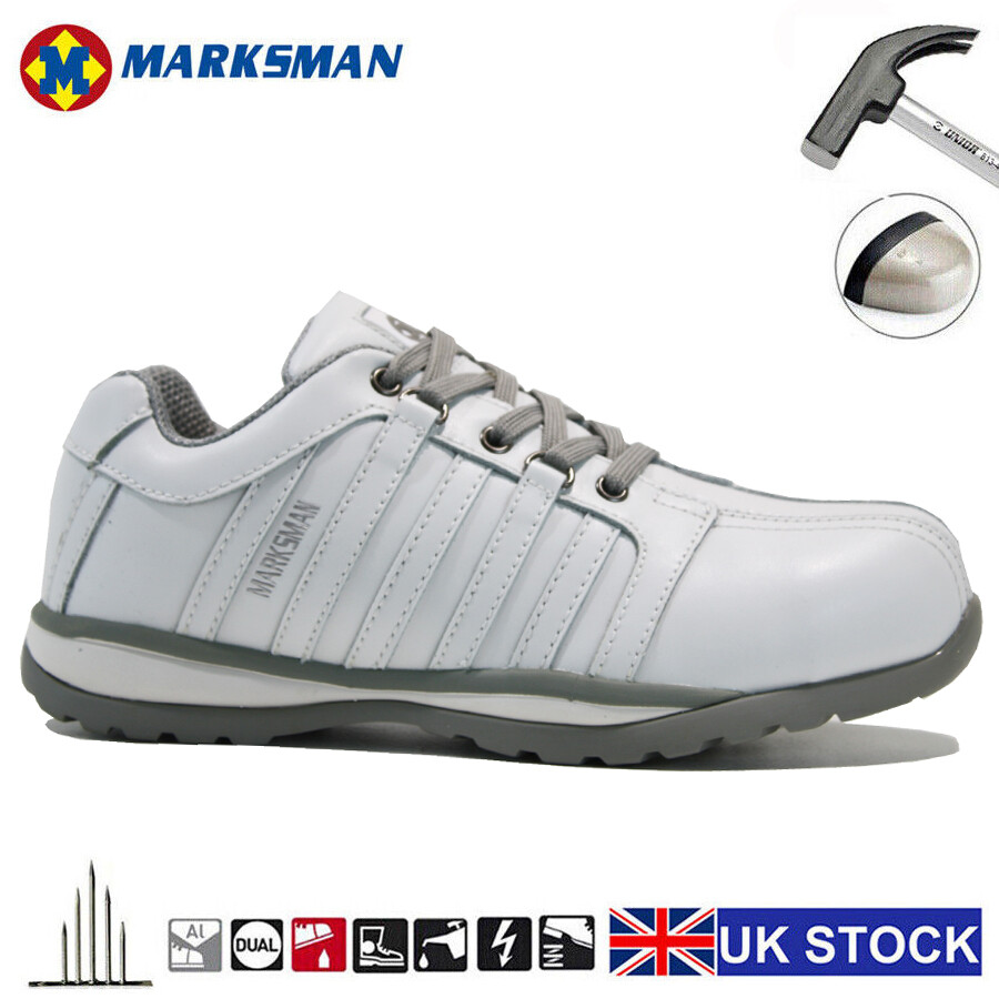 SEÑORAS CUERO LIGERO PUNTERA DE ACERO PUNTERA SEGURIDAD TRABAJO EXCURSIONISTA ZAPATOS ENTRENADORES