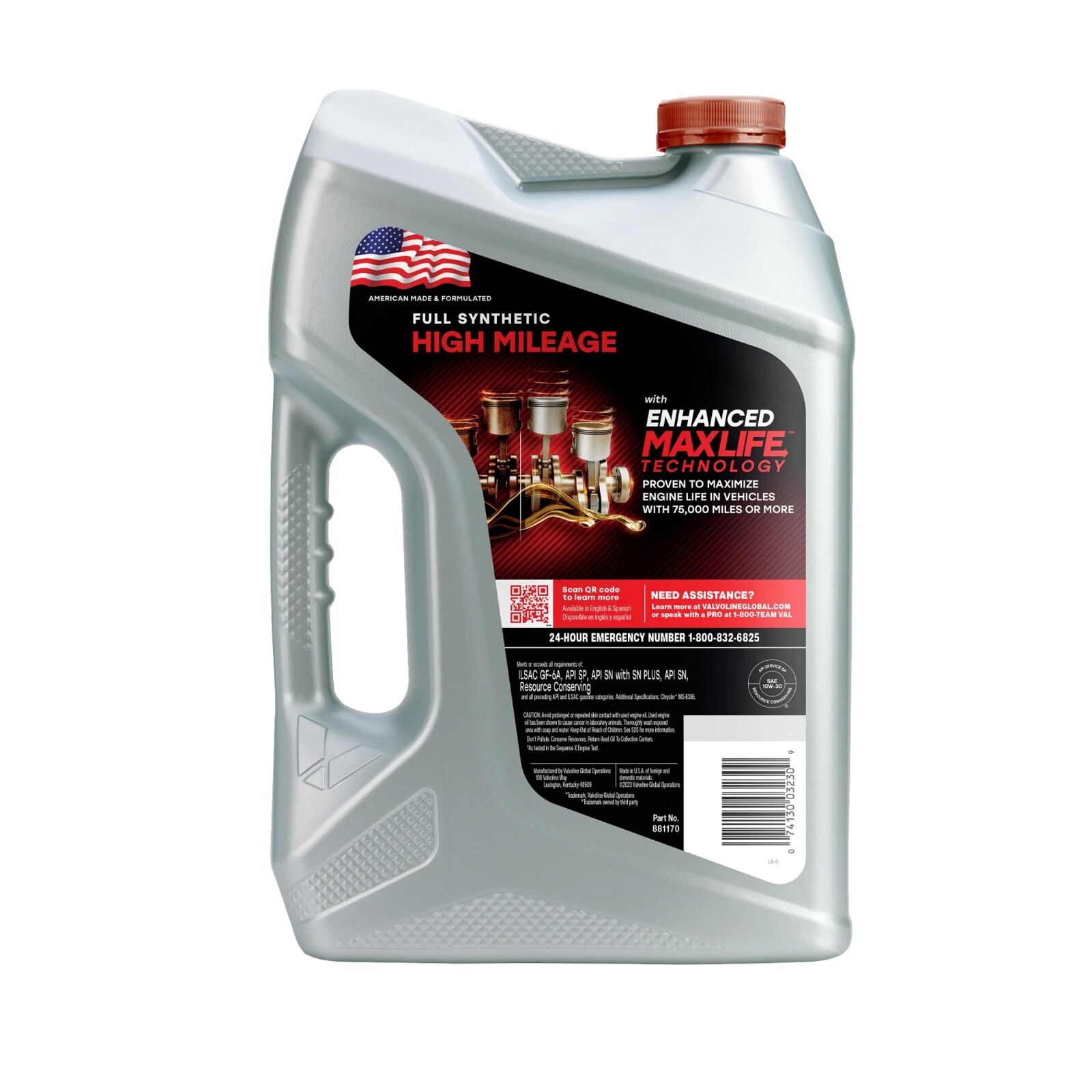 2 Pack, Valvoline Full Synthetic High Mileage MaxLife 10W-30 Motor Oil 5 QT