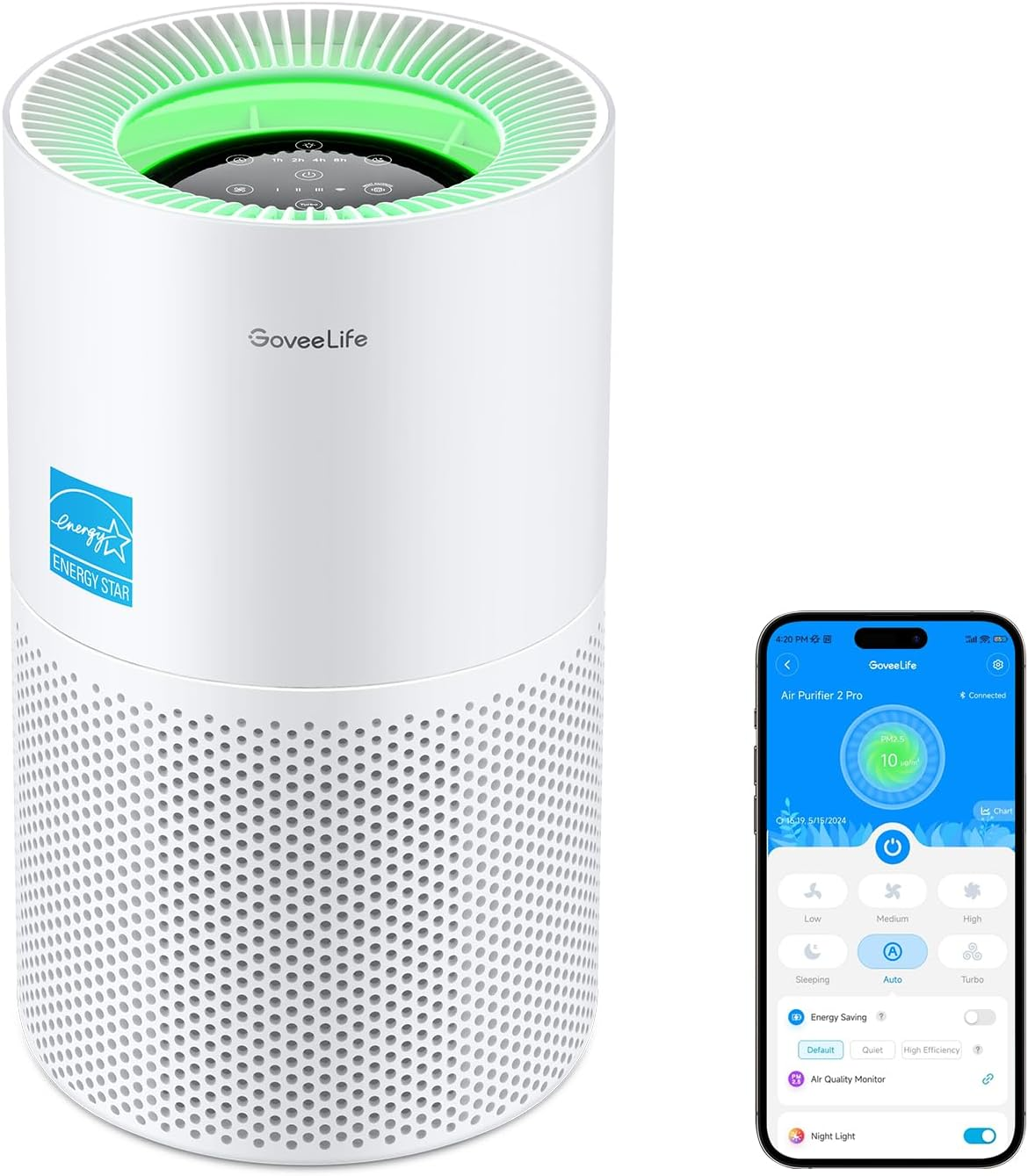 Smart Air Purifier for Homes and Large Rooms with Detachable Pre-Filter, Covers