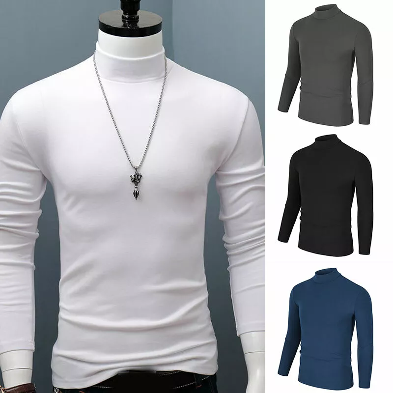 Men's Winter Mock Neck Basic Plain T-shirt Warm Blouse