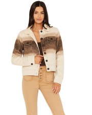 Rock And Roll Denim Women's Ombre Sherpa Jacket Brown Large
