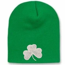 Irish Green Shamrock Beanie St. Patrick's Day One Size Adult Hat NEW