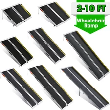 2/3/4/5/6/7/8/10 ft Folding Aluminum Wheelchair Ramp Medical Mobility Threshold