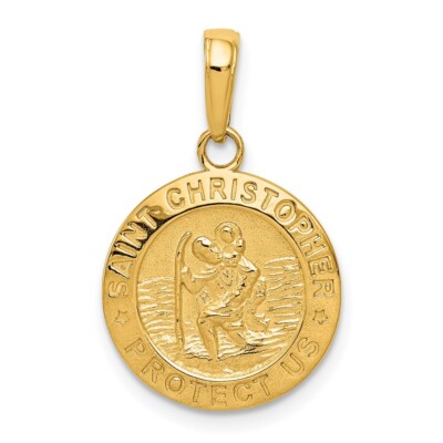 Real 10kt Yellow Gold Saint Christopher Medal Charm