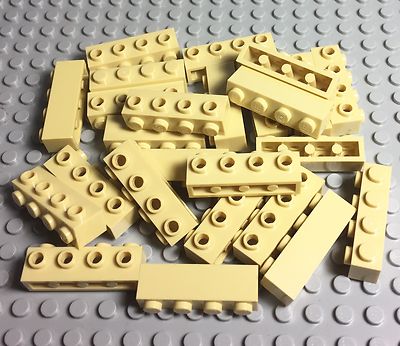 Lego 15 Pieces Tan Brick 1x4 Modified With Four Studs On One Side