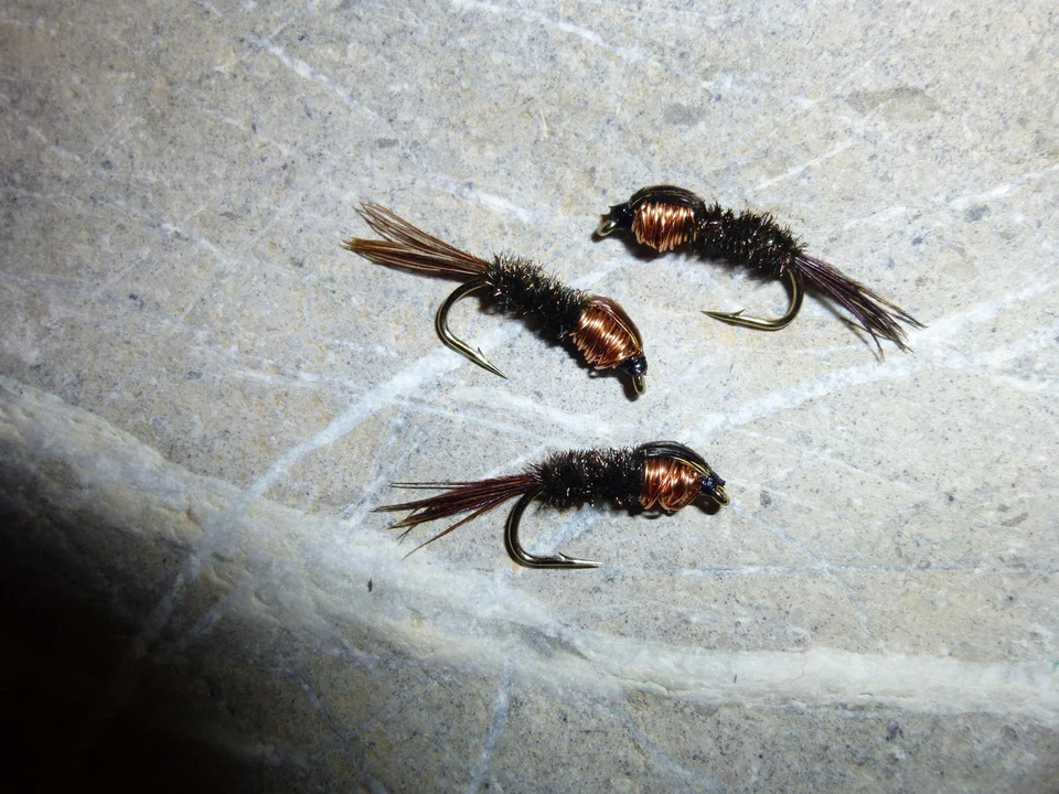 4 St. RITZ Nymphen Top Nymphe Regenbogen-Bach-Forelle Saibling Äsche Trout Char - Bild 1 von 1