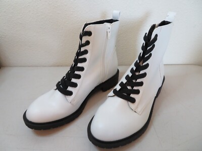 Target 17730 Woman's White Combat Ankle Lace & Zipper Boots Size 8 Target RN#17730 ...