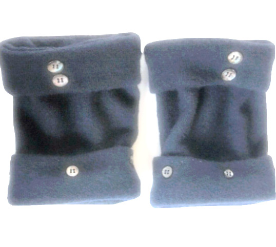 FINGERLESS GLOVES BLUE NAVY 100% MERINO WOOL MEDIUM M MITTENS ARM WARMERS CUFFS