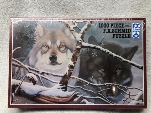 EYES IN THE MIST puzzle NEW vintage sealed 1000 piece fx schmid 1993 wolves wolf - Afbeelding 1 van 2