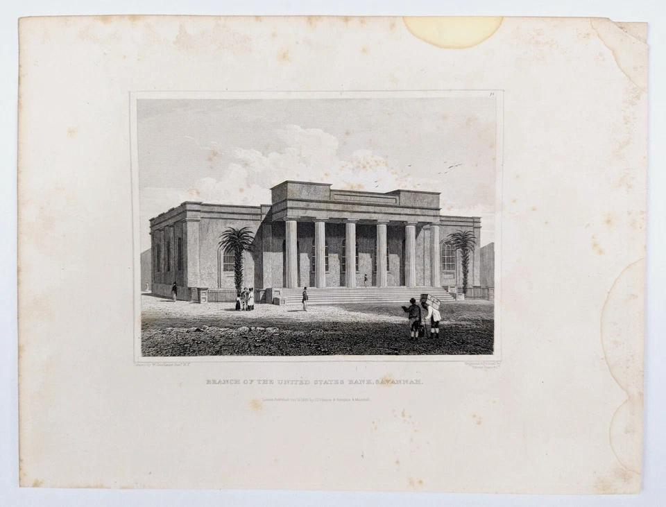 1831  SAVANNAH - UNITED STATES BANK - GEORGIA  Original Engraved Print - Image 2 of 3