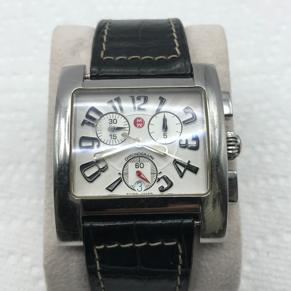 MICHELE Watch MW2 Chrono Stainless W Black Dial White Face  display picture 3