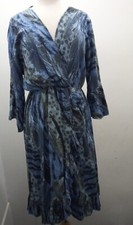 Moda Made in Italy Blue Boho V Ruffle Front Floral Wrap Dress SEE MEASUREMENT