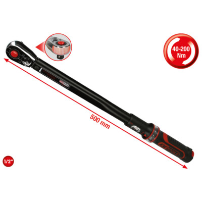 KS TOOLS 1/2'' ERGOTORQUE precision Ratschen-Drehmomentschlüssel, 40-200Nm