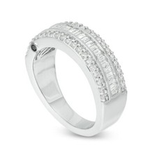 1Ct White Round  Baguette CZ Wedding Band Ring Solid 925 Sterling Silver