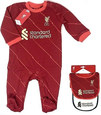 LIVERPOOL FC BABY GROW SCHLAFANZUG STRAMPLER SPIELEN FUSSBALL KINDERWAGEN BABYS LFC