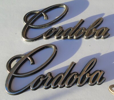 PAIR 1975 76 77 78 79 CHRYSLER CORDOBA MOPAR EMBLEMS BADGES SCRIPT OEM ...
