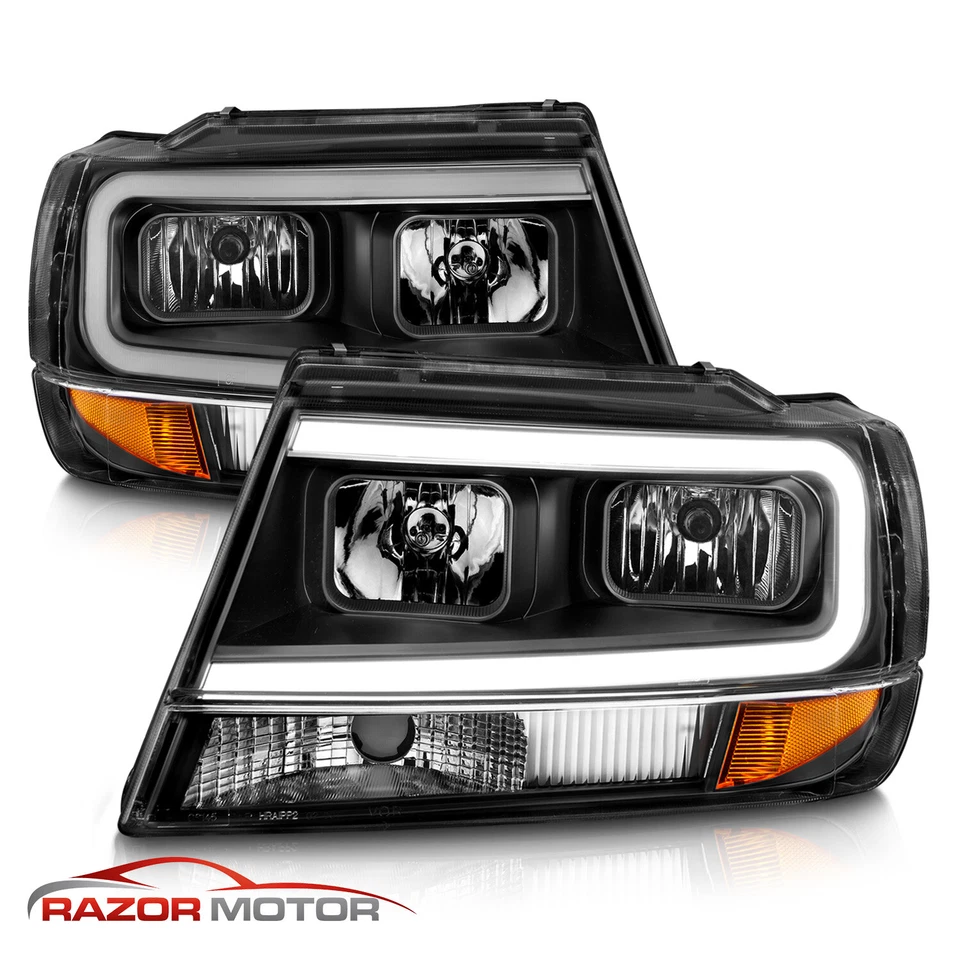 [LED Bar]1999-2004 For Jeep Grand Cherokee Black LED Bar Headlights Set - Image 3 of 4