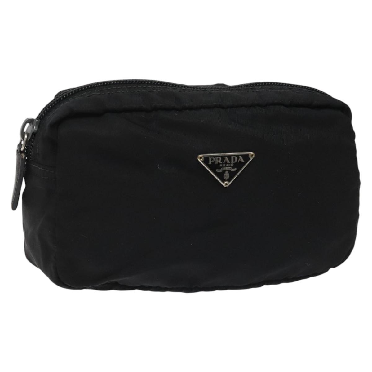 PRADA Pouch Nylon Black Silver Auth hk2038 | eBay
