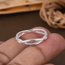 925 Sterling Silver Minimalist Infinity Stackable Band Ring Dialy Wear Jewelry