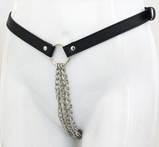 Female PU Leather Sexy Chain Underwear Panties G-string Briefs Bikini Briefs US